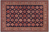 Tribal Super Kazak Seth Blue/Beige Wool Rug - 8'1'' x 9'4''