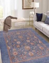 handmade Traditional Kafkaz Blue Tan Hand Knotted RECTANGLE 100% WOOL area rug 8x10