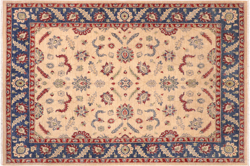 handmade Traditional Kafkaz Beige Blue Hand Knotted RECTANGLE 100% WOOL area rug 8x10