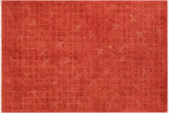 handmade Over Dyed Over Dyed Rust Orange Hand Knotted RECTANGLE 100% WOOL area rug 6' x 9'