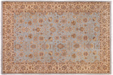 6x9 hand knotted Persian rug in blue and tan - Istanbul Dolores