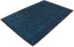 handmade Over Dyed Over Dyed Blue Brown Hand Knotted RECTANGLE 100% WOOL area rug 5' x 7'