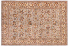 handmade Traditional Lahore Lt. Blue Tan Hand Knotted RECTANGLE 100% WOOL area rug 6' x 9'