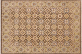 9x11 hand knotted transitional wool rug in brown and green - Boho Chic Marty