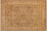 9x12 hand knotted Ziegler wool rug in taupe and beige - Bohemian Ziegler Ana