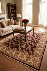 handmade Transitional Veg Dye Aubergine Beige Hand Knotted RECTANGLE 100% WOOL area rug 8x10