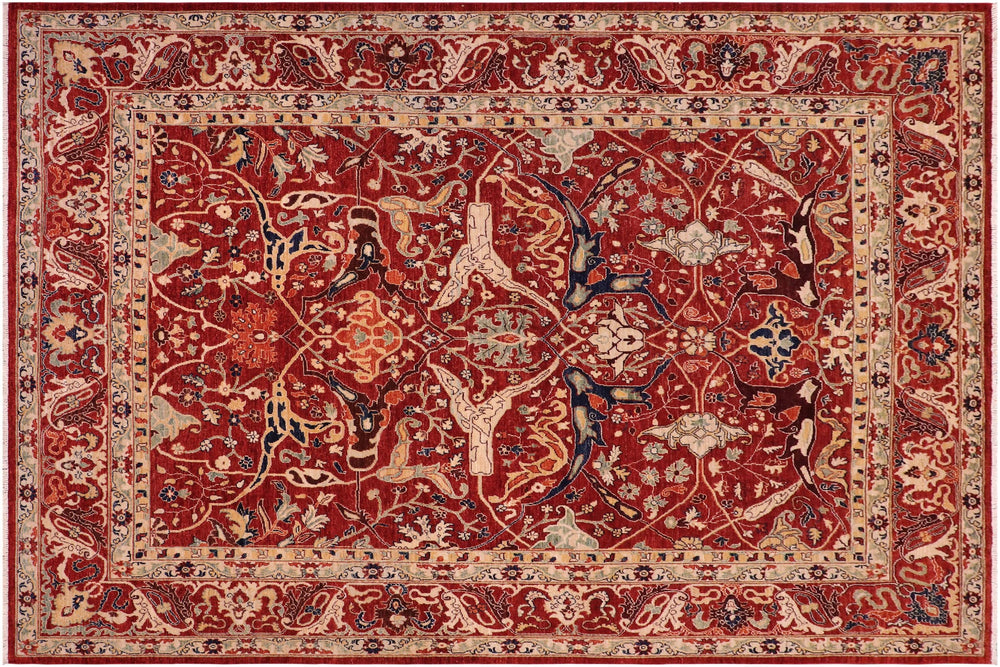 handmade Traditional Kafkaz Rust Rust Hand Knotted RECTANGLE 100% WOOL area rug 8x10