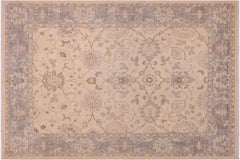 handmade Traditional Kafkaz Tan Lt. Blue Hand Knotted RECTANGLE 100% WOOL area rug 8x10