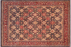 handmade Traditional Kirman Blue Red Hand Knotted RECTANGLE 100% WOOL area rug 8x10