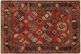 5x6 hand knotted transitional wool rug in rust - Classic Ward