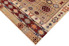 handmade Geometric Kurjean Tan Rust Hand Knotted RECTANGLE 100% WOOL area rug 8x10