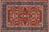 9x12 hand knotted Ziegler wool rug in rust and blue - Chic Ziegler Odell