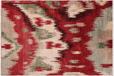 handmade Modern Ikat Red Brown Hand Knotted RECTANGLE 100% WOOL area rug 3' x 4'
