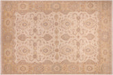 9x12 hand knotted transitional wool rug in beige and gold - Bohemian Linwood Beige/ Gold