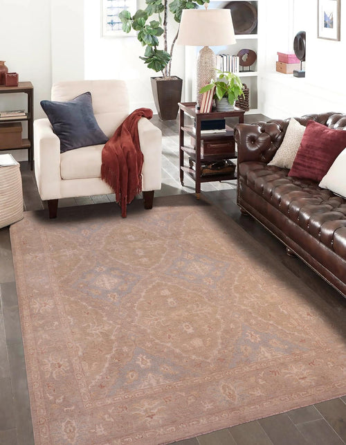 handmade Transitional Kafkaz Lt. Green Lt. Gray Hand Knotted RECTANGLE 100% WOOL area rug 8' x 10'