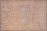 8x10 hand knotted transitional wool rug in green and gray - Chic Beau Green/ Gray