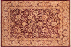handmade Transitional Anmol Agra Aubergine Tan Hand Knotted RECTANGLE 100% WOOL area rug 8x10
