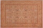 8x10 hand knotted Persian rug in tan and green - Istanbul Gertrude