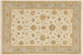 4x6 hand knotted Ziegler wool rug in ivory and blue - Classic Ziegler Duncan