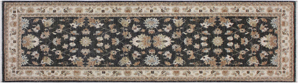 handmade Traditional Kafkaz Gray Ivory Hand Knotted RUNNER 100% WOOL area rug 3' x 8'