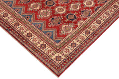handmade Geometric Kazak Red Beige Hand Knotted RECTANGLE 100% WOOL area rug 9' x 12'