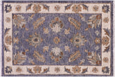 2x3 hand knotted Ziegler wool rug in gray and ivory - Bohemian Ziegler Lucien
