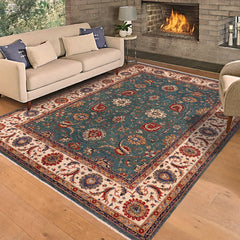 handmade Traditional Kafkaz Green Ivory Hand Knotted RECTANGLE 100% WOOL area rug 9x11