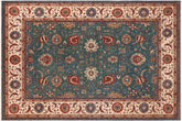 9x11 hand knotted Ziegler wool rug in green and ivory - Chic Ziegler Mitch