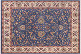8x10 hand knotted Ziegler wool rug in blue and ivory - Oriental Ziegler Royce
