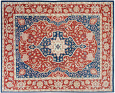 9x12 hand knotted Ziegler wool rug in red and blue - Boho Chic Ziegler Rubin