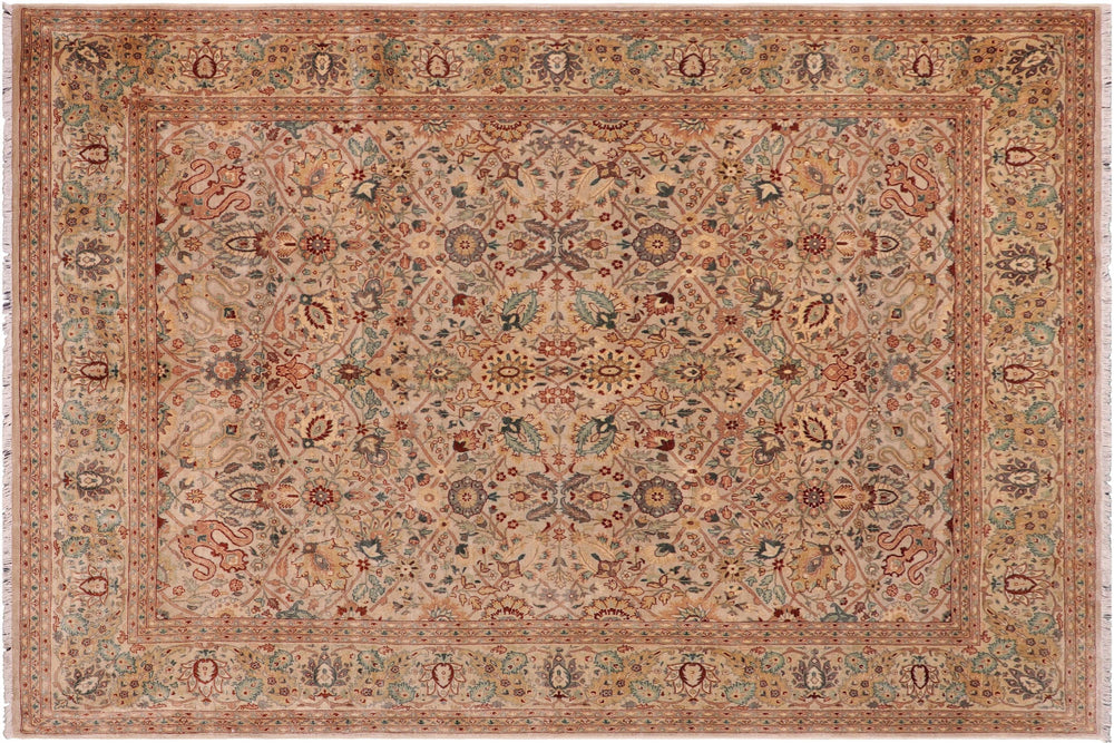 handmade Traditional Lt. Tan Lt. Tan Hand Knotted RECTANGLE 100% WOOL area rug 8' x 10'