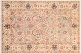 7x10 hand knotted Ziegler wool rug in beige and green - Bohemian Ziegler Douglass
