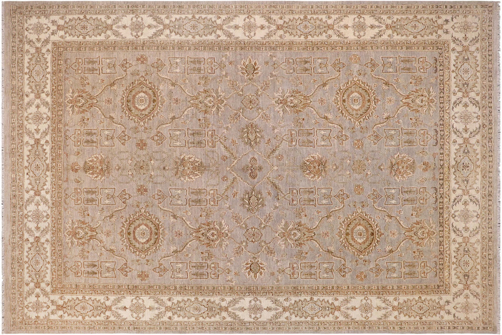 handmade Traditional Kafkaz Gray Ivory Hand Knotted RECTANGLE 100% WOOL area rug 9x12