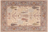 8x10 hand knotted geometric wool rug in beige and blue - Rustic Ziegler Virgilio