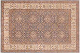 8x11 hand knotted transitional wool rug in gray and ivory - Eclectic Johnson