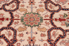 handmade Traditional Kafkaz Ivory Blue Hand Knotted RECTANGLE 100% WOOL area rug 8x9