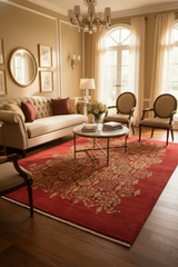 handmade Modern Red Tan Hand Knotted RECTANGLE 100% WOOL area rug 8x10
