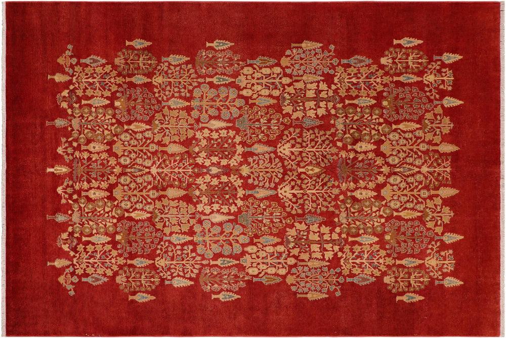 handmade Modern Red Tan Hand Knotted RECTANGLE 100% WOOL area rug 8x10