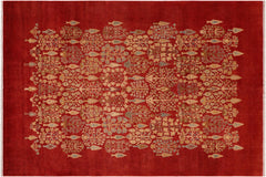 handmade Modern Red Tan Hand Knotted RECTANGLE 100% WOOL area rug 8x10