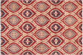 handmade Modern Kafkaz Red Blue Hand Knotted RECTANGLE 100% WOOL area rug 9' x 12'
