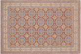 9x12 hand knotted transitional wool rug in brown and beige - Oriental Eldridge