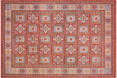 9x12 hand knotted geometric wool rug in rust and beige - Southwestern Ziegler Shad