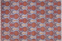 handmade Modern Kafkaz Blue Rust Hand Knotted RECTANGLE 100% WOOL area rug 10' x 14'