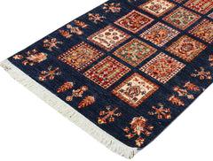 handmade Geometric Kurjean Blue Gold Hand Knotted RUNNER 100% WOOL area rug 3x10