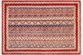 6x8 hand knotted vegetable dyed Shawl wool rug in red - Rustic Shawl Elden