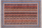 6x8 hand knotted vegetable dyed Shawl wool rug in red and blue - Tribal Shawl Ada
