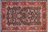5x8 hand knotted Ziegler wool rug in black and red - Bohemian Ziegler Adelia
