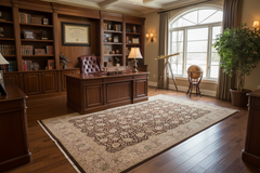 handmade Traditional Brown Tan Hand Knotted RECTANGLE 100% WOOL area rug 8' x 10'