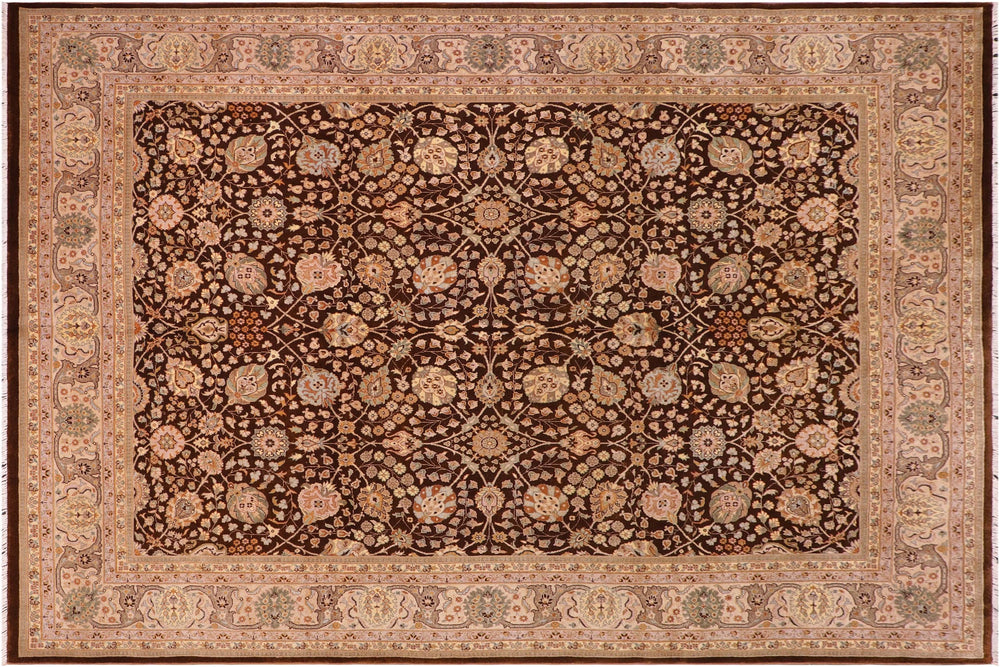 handmade Traditional Brown Tan Hand Knotted RECTANGLE 100% WOOL area rug 8' x 10'
