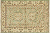 4x6 hand knotted Ziegler wool rug in green and ivory - Chic Ziegler Boyce